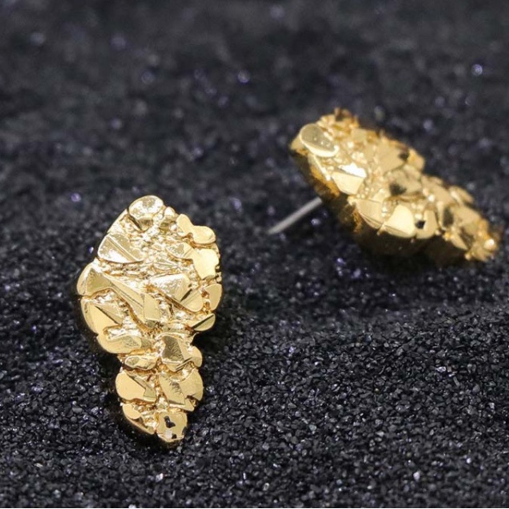 Elegant Gold Nugget Earrings